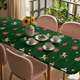thumbnail image 3 of Christmas Table Cloths for 8 Foot Rectangle Tables, Winter Xmas Balls Weeping Green Cartoon Cute Patio Waterproof Elastic Fitted Tablecloths, Washable Rectangular Table Cover for Camping, 3 of 8