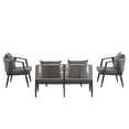 thumbnail image 5 of YIORTWO 4-Piece Outdoor Patio Furniture Set, Iron Frame Bistro Set with Cushioned Seating, Includes Table & Bench, for Garden, Poolside, Balcony - Gray, 5 of 11