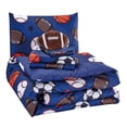 thumbnail image 4 of WPM Kids Collection Bedding 4 Piece Blue Twin Size Comforter Set with Sheet Pillow sham and Football Toy Soccer Baseball Basketball Fun Sports Design FOOTBALL, 4 of 6