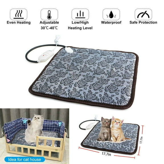 Pet Heating Pad, Temperature Adjustable Dog Cat Heating Pad, Waterproof Pet Heating Pads for Dogs Cats, Pet Heated Mat