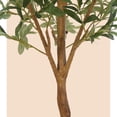 thumbnail image 4 of 2 - pack 6 ft artificial olive trees para indoor use: de altura faux trees con moss, negra nursery pot, faux wood trunk, realistic fruit, perfect para oficina en casa decor y gift, 4 of 10