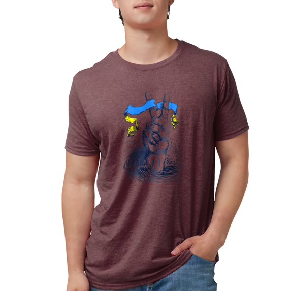 CafePress - Pro Ukraine Support Ukrainian Flag Peace S T Shirt - Mens Tri-blend T-Shirt
