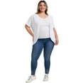 thumbnail image 2 of GRACE & GRANDEUR Women's Plus Size Cardigan Open Front Short Sleeves Loose Fit Knit Curved Hem Cardigans 2X White, 2 of 5
