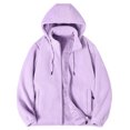 thumbnail image 2 of LTTVQM Winter Fleece Hooded Outerwear for Women Full Zip Sherpa Lined Coat Side Pockets Loose Fit Casual Shirts, 2 of 9