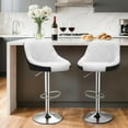 thumbnail image 2 of QRKD Bar Stools Set of 2, Swivel Counter Height Bar Stools, Modern Island Chair with Back and Footrest for Kitchen Dining Room, White/Black, 2 of 18