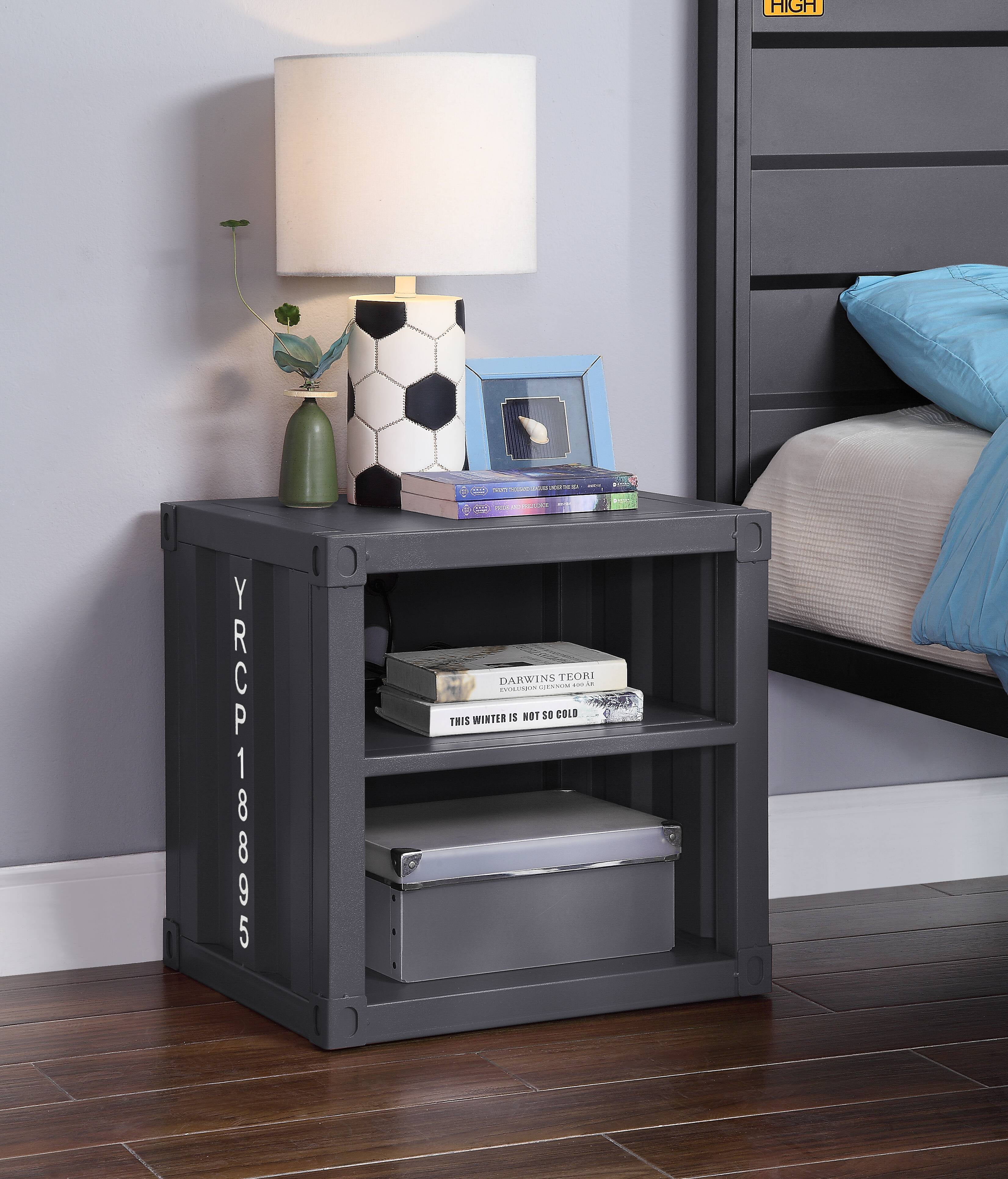 Acme Cargo Container Style Metal Frame Nightstand, Multiple Colors