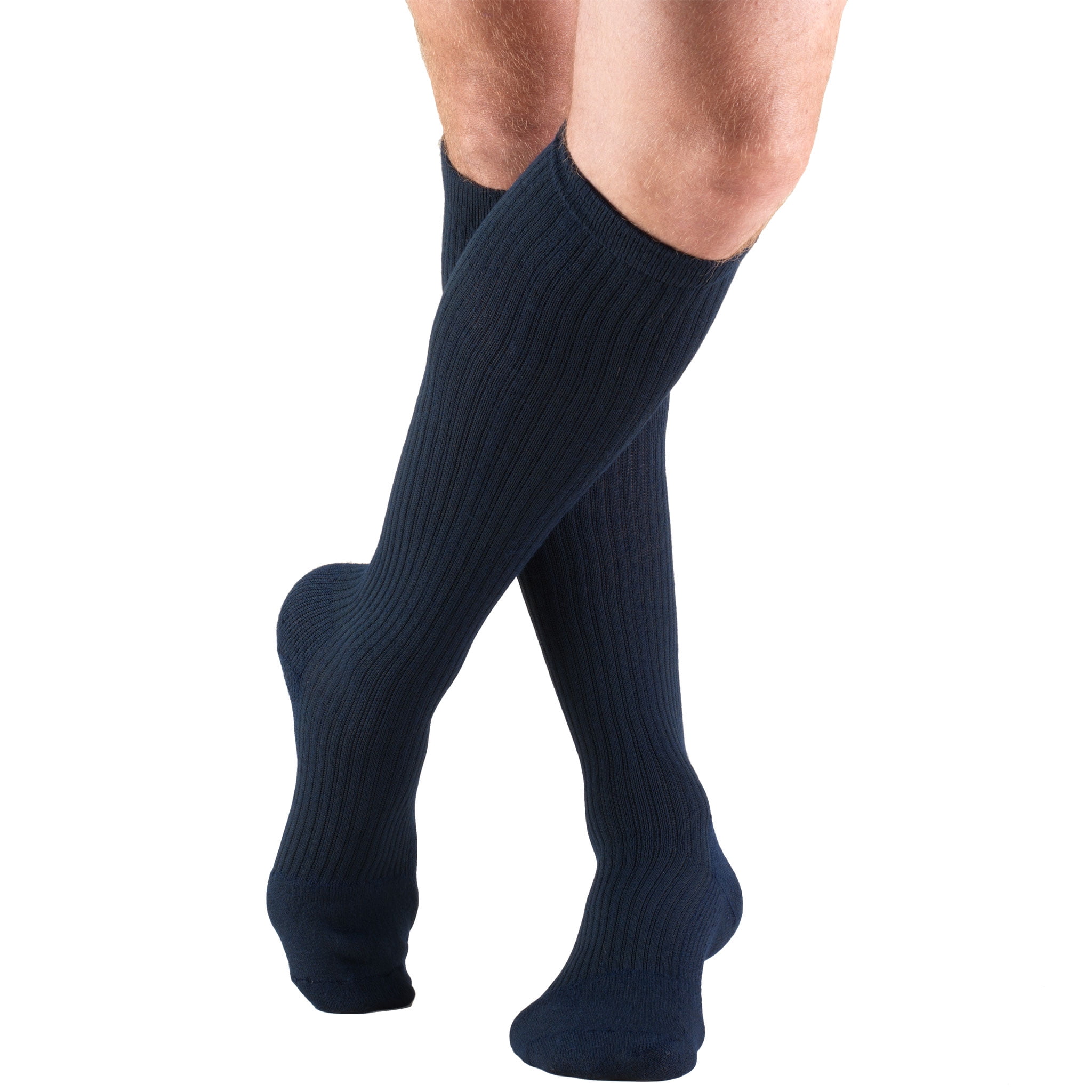 Truform Men's Socks, Knee High, Cushion Foot, Active Casual Style: 15-20 mmHg, Navy, Small