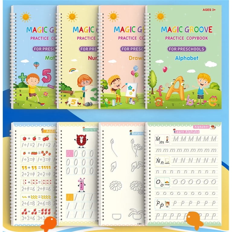 Bexikou Reusable Grooved Handwriting Workbooks, 4-Book Set photo 6