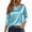 Sky Blue #081, variant on Women's Silk Satin Blouse Dressy Casual Crewneck 3/4 Length Sleeve Womens Tops Business Work Shirts Blue 2XL