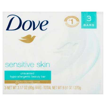 Dove Sensitive Skin Unscented Beauty Bar, 3.17 oz, 3 ct - Walmart.com
