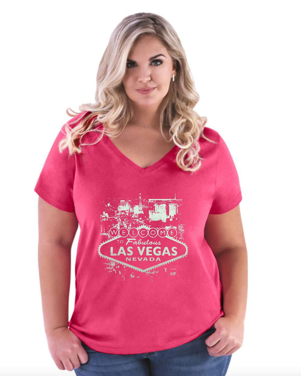 Krage bytte rundt tak skal du have NIB - Women's Plus Size V-neck T-Shirt, up to Size 28 - Welcome to Las  Vegas Nevada - Walmart.com