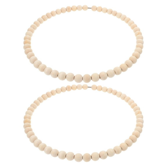 GAXIRE 2pcs Minimalist Wreath Decor with Natural Wood Beads for Elegant Wedding, Home, and Party Display
