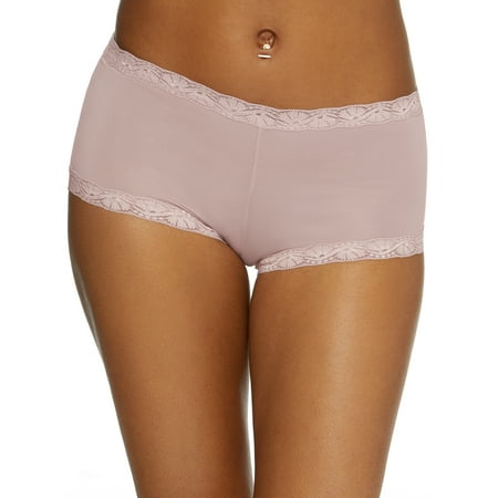Women s Maidenform 40760 Classics Microfiber and Lace Boyshort Panty (GLOSS 9)