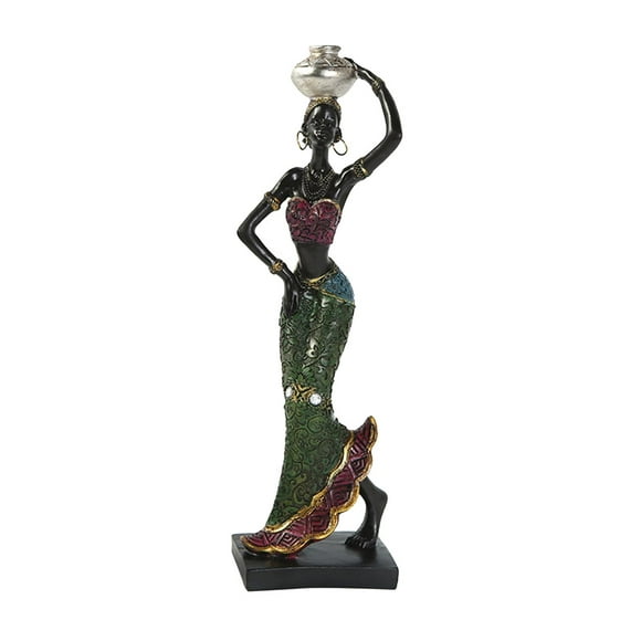 Estatua africana de mujer de pie, escultura de resina negra, decoración como se describe