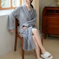 thumbnail image 2 of JUSLIO House Dresses for Women Solid Sleepwear Long Sleeve Nightgown Sleep Dress Lapel Loungewear Plush Robes Winter Warm Pajama, 2 of 4