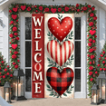thumbnail image 5 of Red Heart Welcome Banner Polka Dot Pattern Backdrop Striped Design Buffalo Plaid Display for Valentine's Day Celebration Home Entrance Decor Romantic Party, 5 of 8