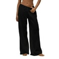 thumbnail image 2 of Women's Wide Leg Lounge Pants Elastic Waist Drawstring Casual Loose Trousers with Pockets, 2 of 7