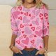 thumbnail image 1 of Fiudx Ofertas Del Día Blusa Holgada con Estampado de Pascua y Cuello Redondo Retro de Manga Tres Cuartos a La Moda para Mujer, 1 of 4