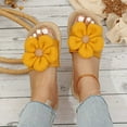 thumbnail image 5 of Womens Sandals Beach, Xunlbb Women's Summer New Casual Flat Flat Big Flowers To Wear Flat Beach Slippers(Yellow,Size:37), 5 of 8