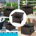 thumbnail image 4 of DORTALA Rattan Wicker Umbrella Square Side Table Outdoor Stand Garden Leisure Coffee Table with Umbrella Hole, Dark Brown, 4 of 8