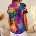 thumbnail image 5 of IYYVV Waffle Polo Shirts for Women Short Sleeve T-Shirt Summer Casual Tennis Work Athletic Tops Fashion Floral Printed Tee Purple M, 5 of 5