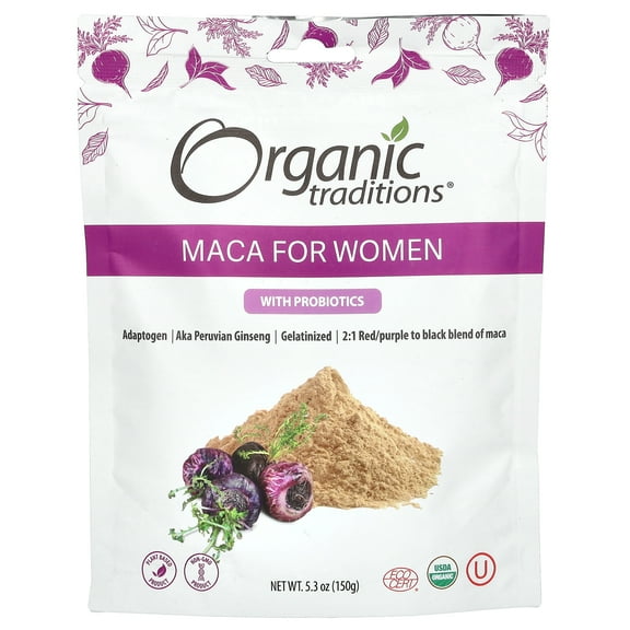 Organic Traditions Maca For Women with Probiotics, 5.3 oz (150 g)