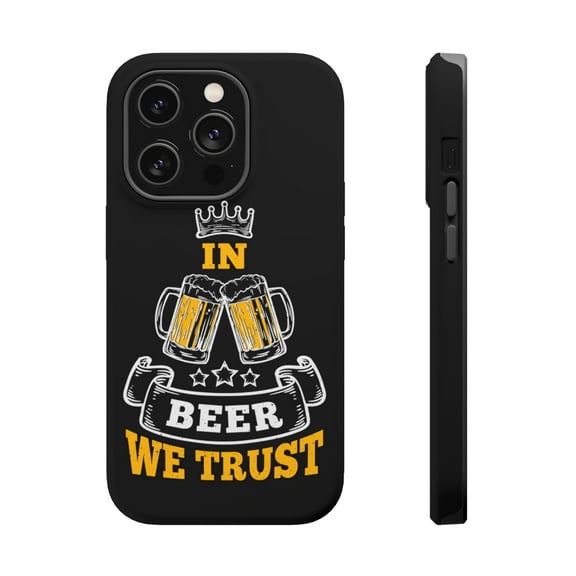 DistinctInk Tough Case for Apple iPhone 15 PRO (6.1" Screen), Compatible with MagSafe Charging - In Beer We Trust