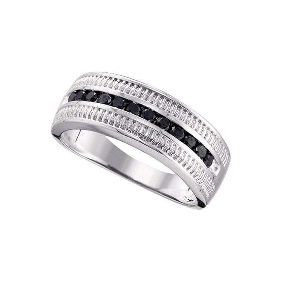 Sterling Silver Mens Round Black Color Enhanced Diamond Roped Band Ring 1/2 Cttw