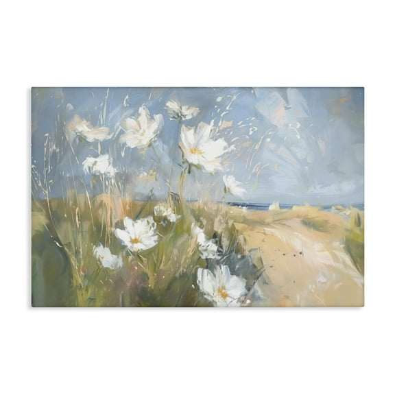 Stupell Industries Seaside Wildflowers Scenery Botanical & Floral Painting Gallery Wrapped Canvas Art Print Wall Art, 24 x 16