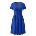 thumbnail image 7 of Gealkoca Maxi Dress for Women Wrap V Neck Short Sleeve Summer Casual Elegant Flowy Long Dresses Summer Solid Color Beach Vacation Pleated Dress, 7 of 7