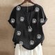 thumbnail image 2 of Blusa informal de cuello redondo para mujer, blusa suelta con estampado de manga corta Pompotops hfajkhk129102, 2 of 4