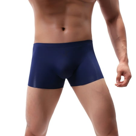 

Panties For Men Underpants Pure Color Breathable Patchwork Ice-Silk Underwear