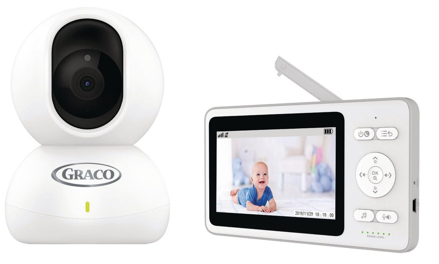 Graco Video Baby Monitor with Camera and Two Way Audio, 4.3 Screen Transmission Home Camera with Room Temperature Sensor, Built-In Night Light, Long Range, Pan and - Walmart.com