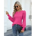 thumbnail image 6 of Zeagoo Womens Elegant Knitted Shirts Lightweight Round Neck Blouse Tops Long Puff Sleeve Pullover Sweater, 6 of 9