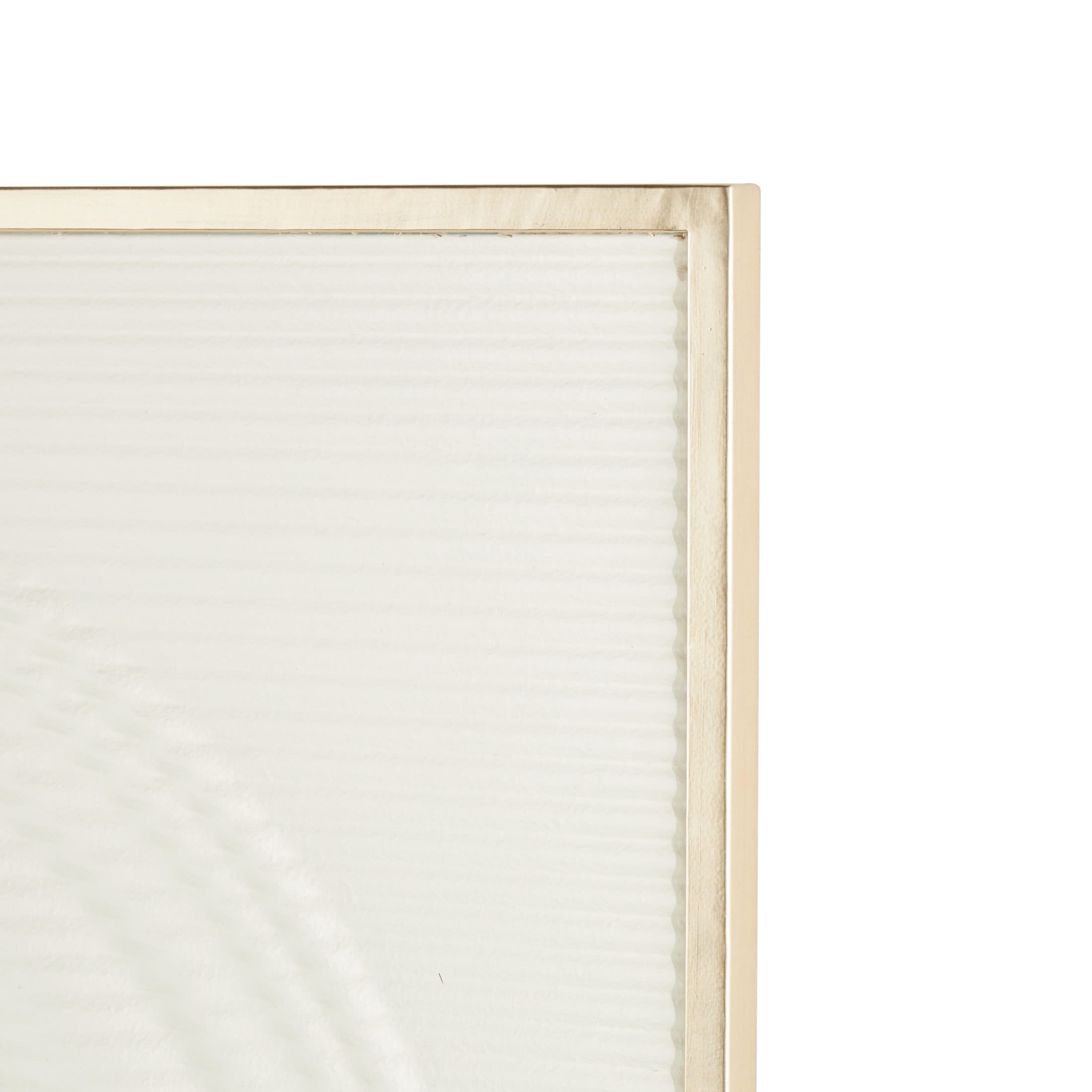 DecMode White Metal Ribbed Geometric Wall Decor with Brass Frame