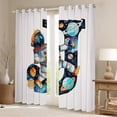 thumbnail image 2 of Homewish Boys Personalized Gifts Blackout Curtains Set of 2 (52x84 Each),Pink Letter J Window Curtains,Cartoon Planet Astronaut Curtains and Drapes For Boys Kids,Lightweight Room Decoration, 2 of 6