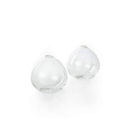 Serene Spaces Living Set of 2 Clear Ball Bud Vase, Vintage Style Vase for Flowers, Measures 4" Tall and 4" Diameter