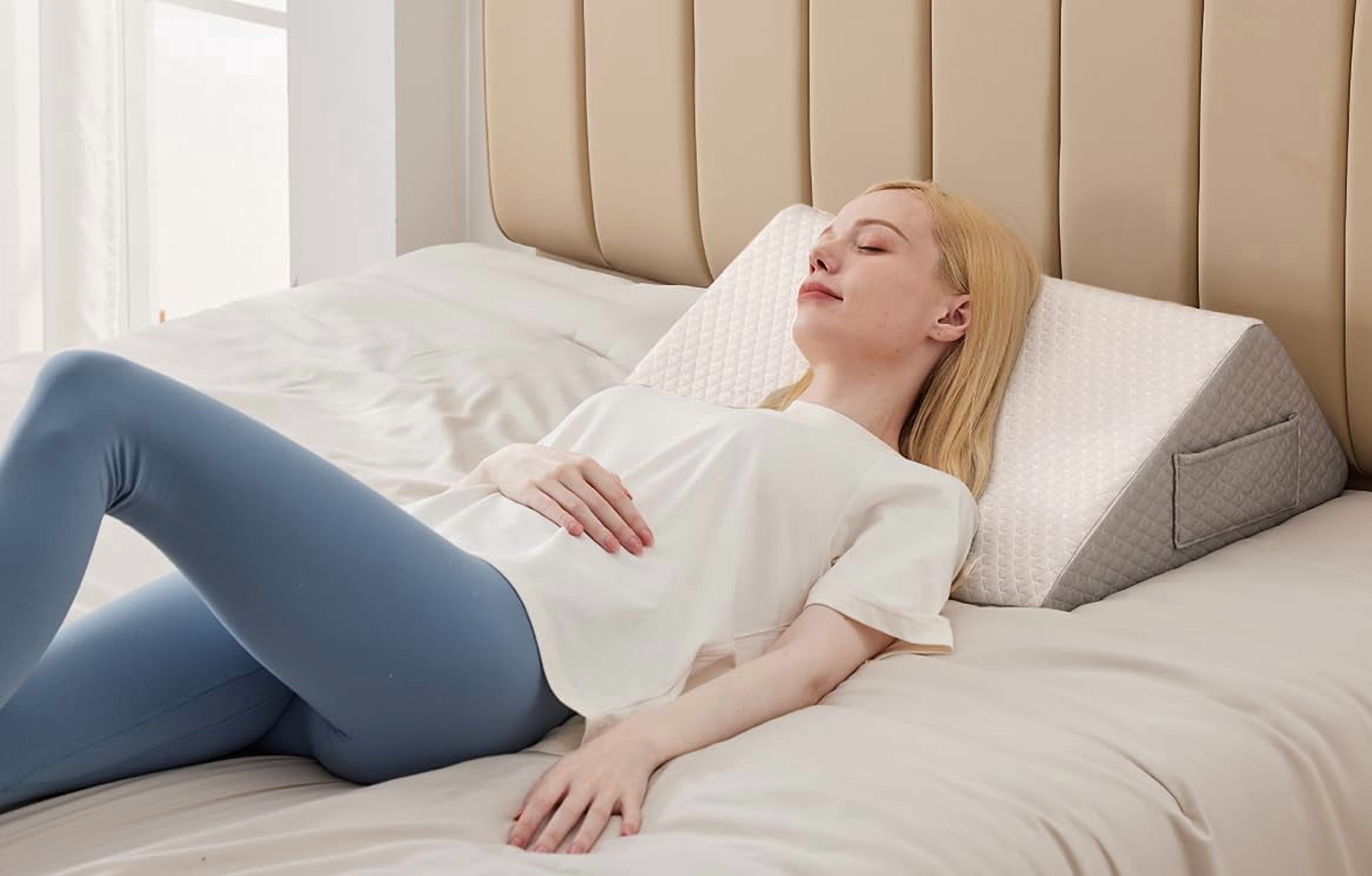 Pillow For Sleeping  8" Wedge To Elevate Leg Triangle Elevation Pillows After White/grey