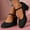 Black, variant on Hoshose Women's Chunky Heel Shoes Suede Solid Color Comfortable Casual Round Toe Closed Toe Buckle Shallow Mouth Shoes