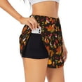 thumbnail image 3 of Lsque Autumn Hedgehog and Fox Cute Printed Women's Running Shorts with Liner Pockets,Elastic Quick Dry Workout Athletic Gym Yoga Shorts,Womens High Waist Shorts-Large, 3 of 9