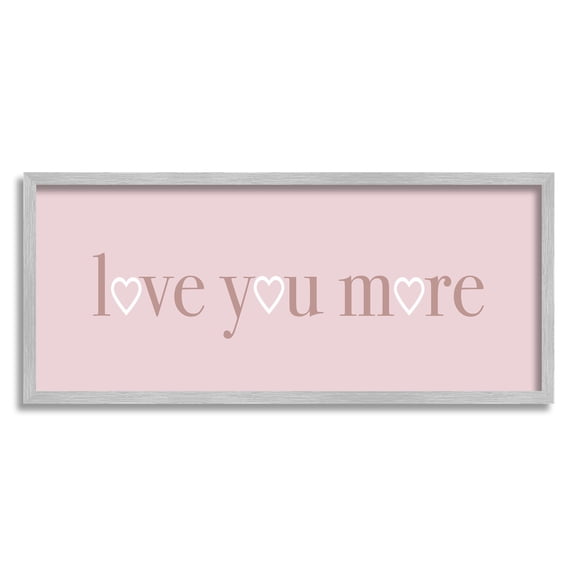Stupell Industries Soft Pink Love You More Phrase Heart Shapes, 10 x 24, Designed by Daphne Polselli