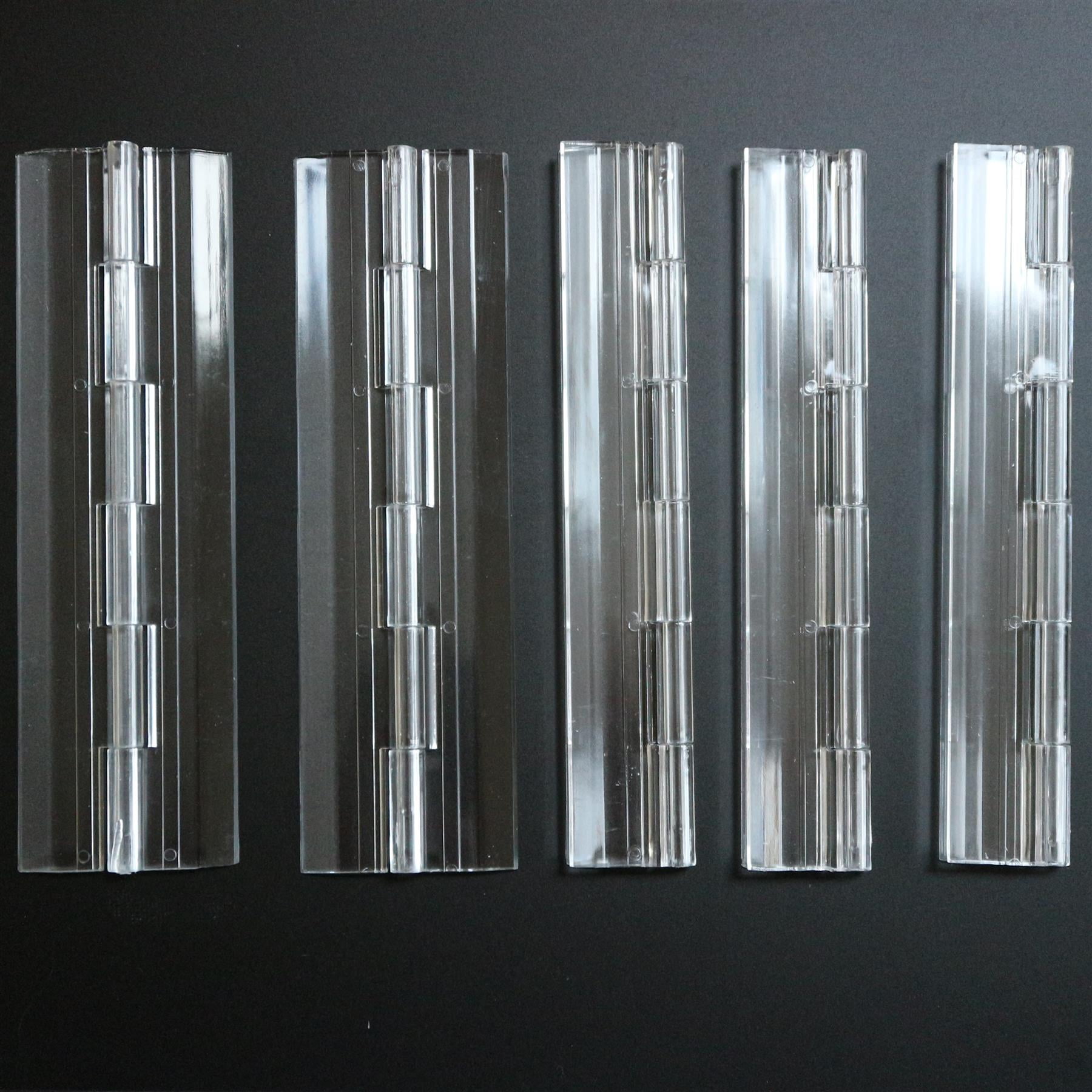 5 x 150mm CLEAR, Continous Acrylic Piano Hinges,