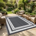 thumbnail image 2 of Reversible Waterproof Outdoor Rug, Plastic Straw Patio Mat Lightweight Portable Large Area Carpet, Modern Geometric Design, Multiple Sizes and Colors, 2 of 9