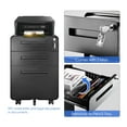 thumbnail image 3 of 3-Drawer Steel Mobile Office File Cabinet with Lock, 23.6" Deep Under Desk Vertical Filing Cabinet for Hanging Letters, Legal and A4 Files, 3 of 10