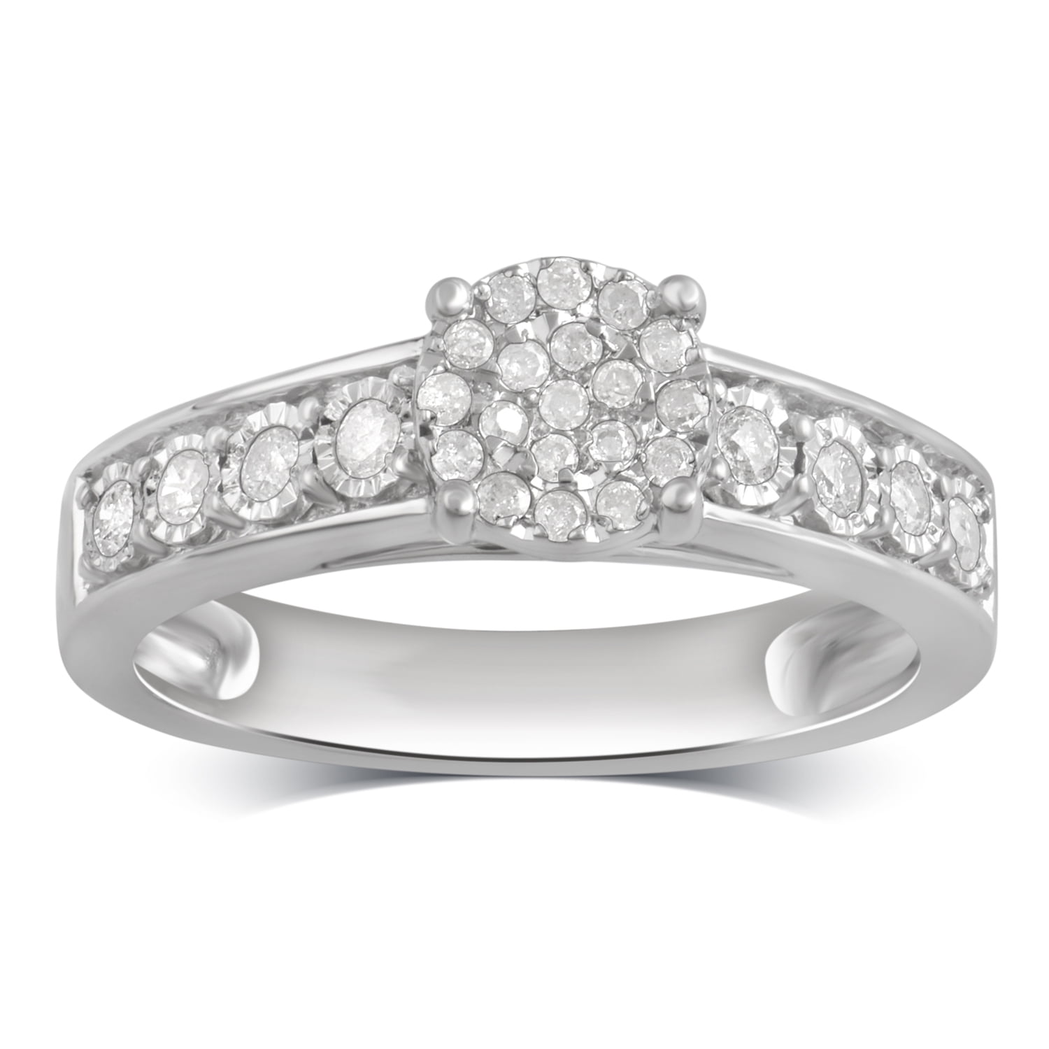 1/2 Carat T.W Diamond Miracle Plate Sterling Silver Bridal Set.