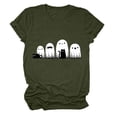 thumbnail image 5 of Yuncity Halloween Shirts For Women Ghosts Graphic Print Tees Summer Crew Neck Short Sleeve Casual Stylish Outdoor Athletic Tops Size L Army Green, 5 of 5