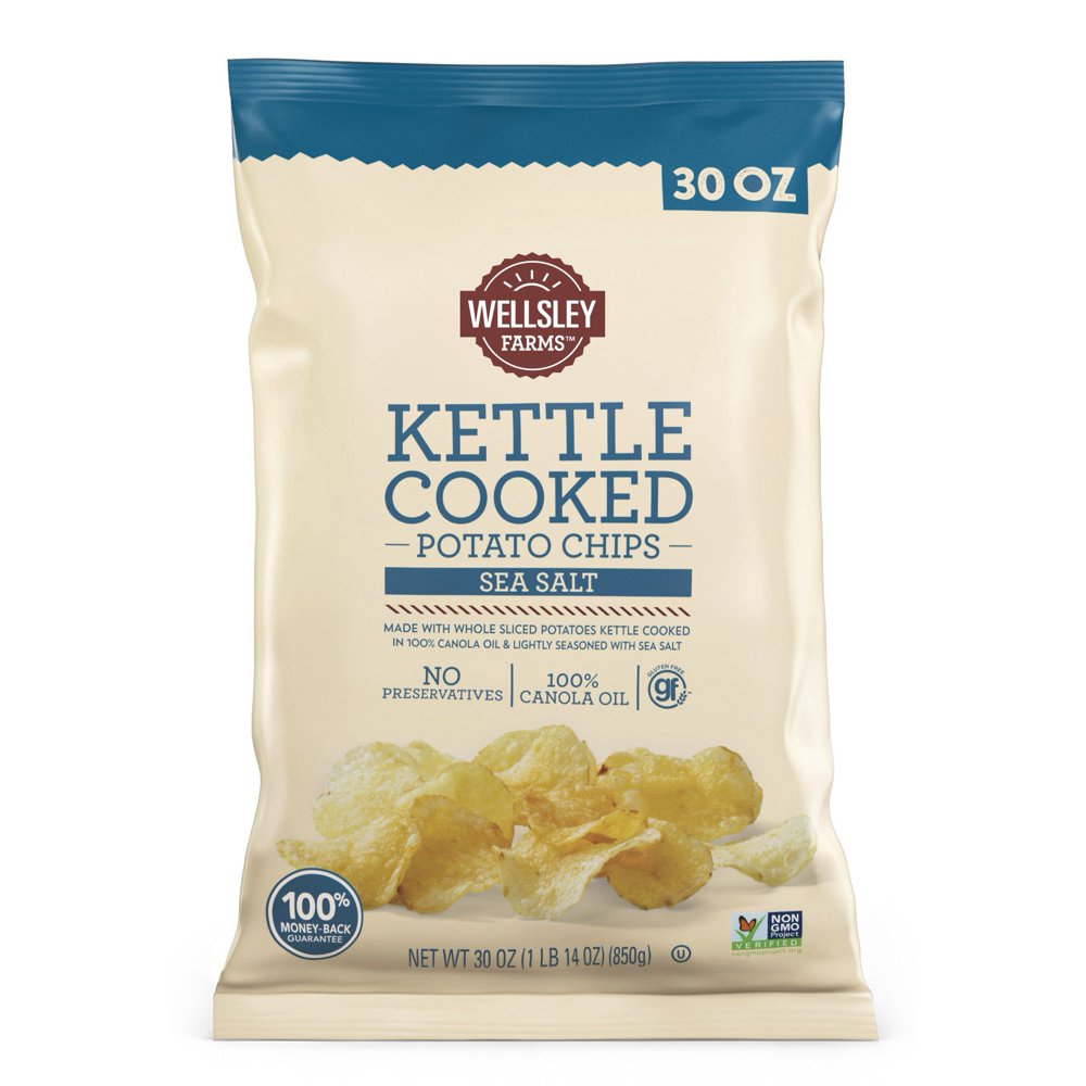 Wellsley Farms Kettle Cooked Potato Chips, Sea Salt, 30 oz Walmart