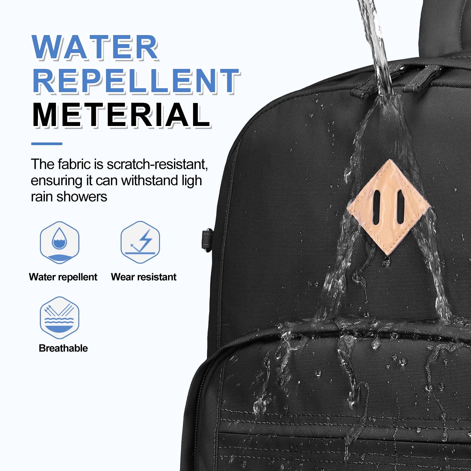 DAKIMOE Travel Backpack for Women Men Laptop Backpack with Computer Compartment Waterproof Large Capacity Wear Resistant Scratch-proof for Travel College Bussiness School, Black