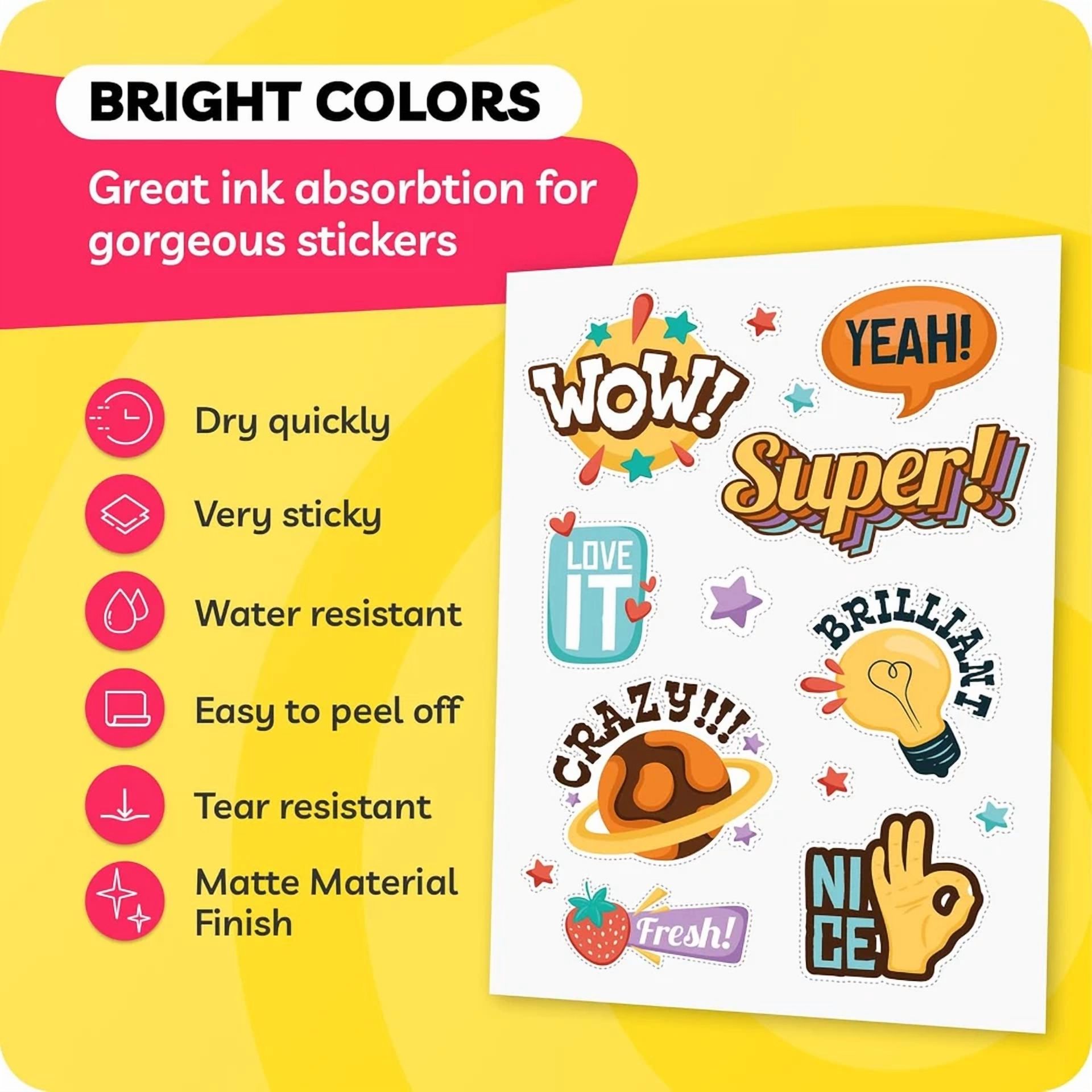 CRESTIN- Sticker Paper For Inkjet Printer - (30 Sheets), 8.5 X 11" Letter Size, Glossy Vi