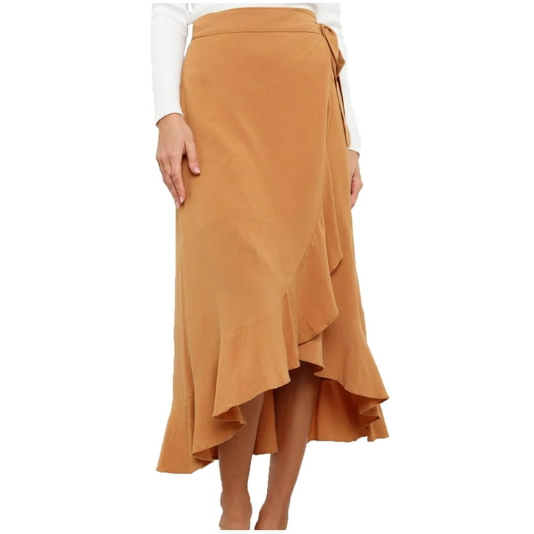 casual Solid Color high waist irregular maxi skirts casual Solid Color high waist irregular maxi skirts